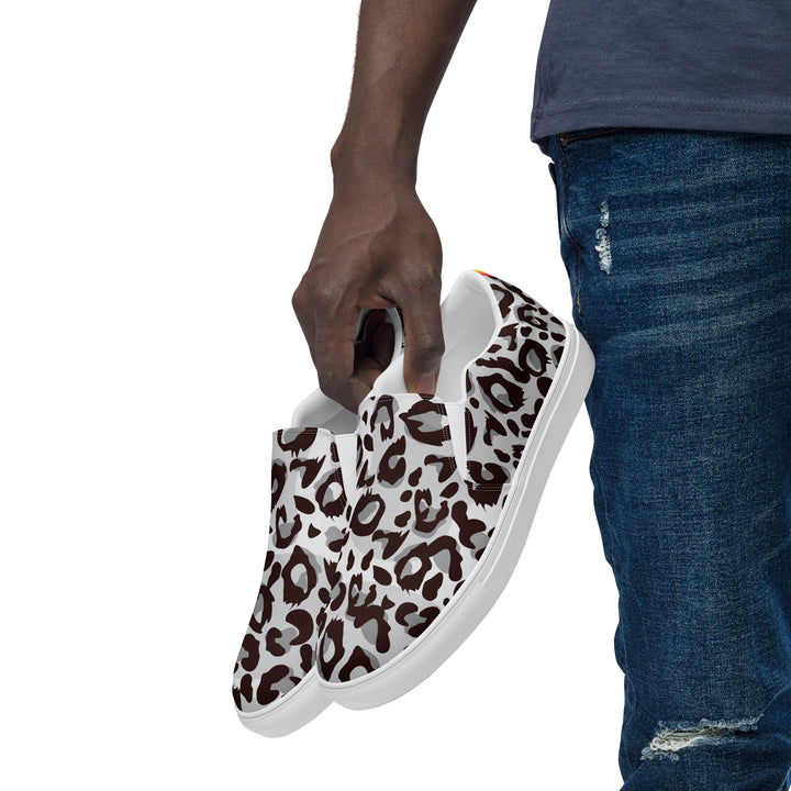 Grey Leopard Print Slip-on Shoes (male sizes) Slip Ons The Rainbow Stores