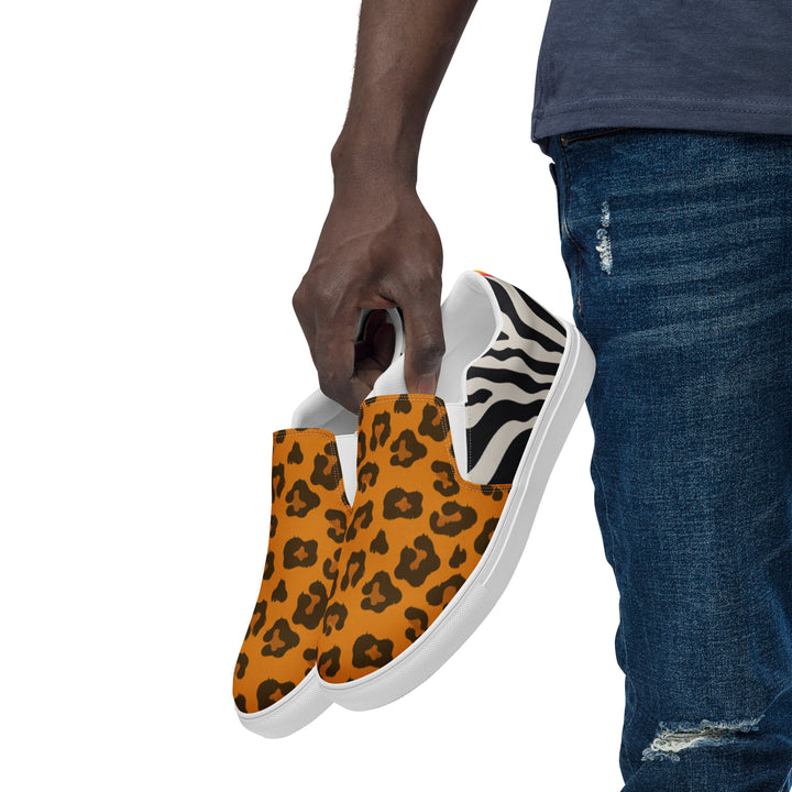 Two Tone Safari Print Slip-on Shoes (male sizes) Slip Ons The Rainbow Stores