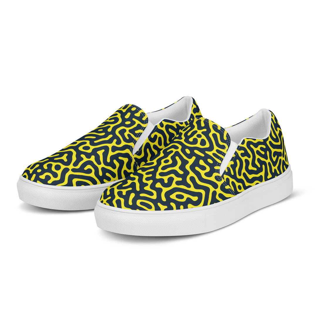 Blue on Yellow Turing Pattern Slip-on Shoes (male sizes) Slip Ons The Rainbow Stores