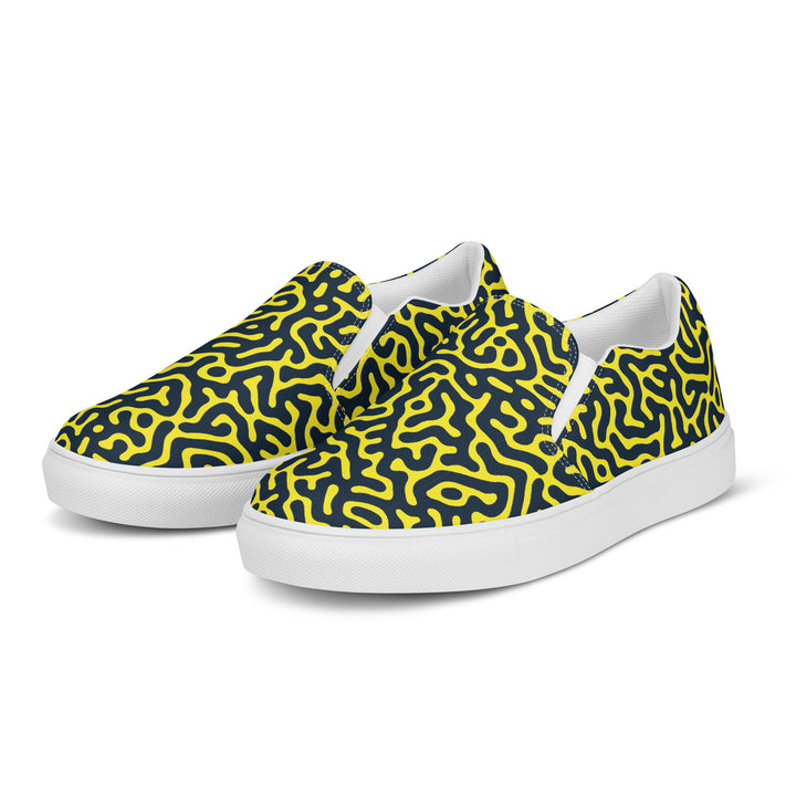 Blue on Yellow Turing Pattern Slip-on Shoes (male sizes) Slip Ons The Rainbow Stores