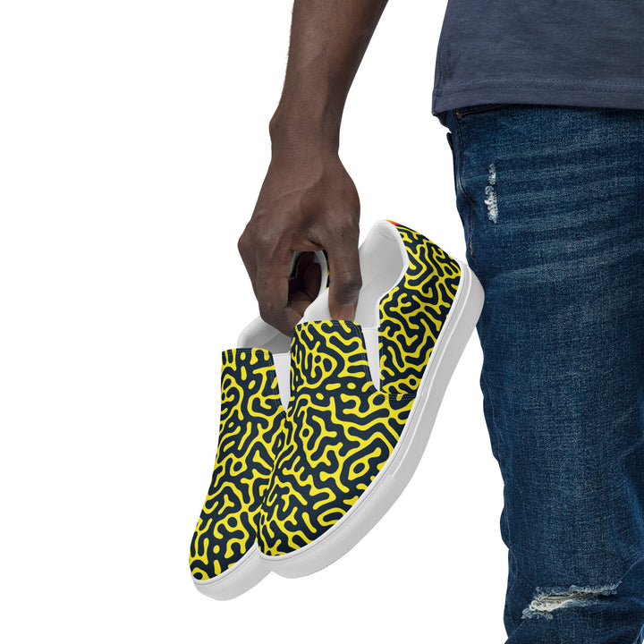 Blue on Yellow Turing Pattern Slip-on Shoes (male sizes) Slip Ons The Rainbow Stores