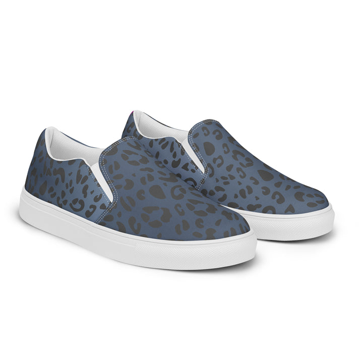Rainbow Blue Leopard Print Slip-on Canvas Shoes (male sizes) Slip Ons The Rainbow Stores