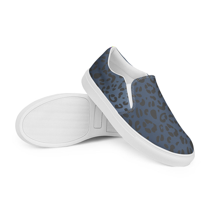 Rainbow Blue Leopard Print Slip-on Canvas Shoes (male sizes) Slip Ons The Rainbow Stores