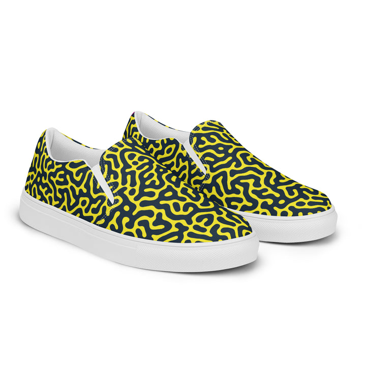 Blue on Yellow Turing Pattern Slip-on Shoes (male sizes) Slip Ons The Rainbow Stores