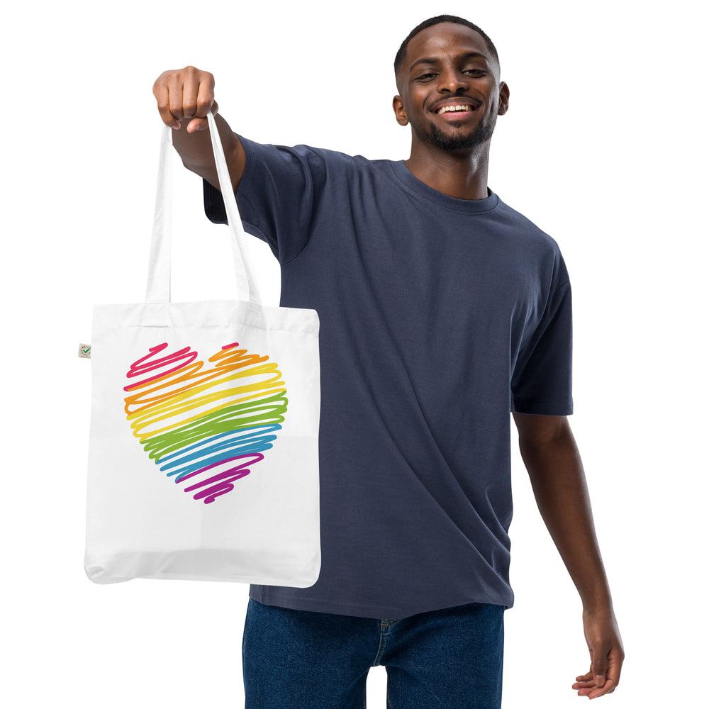 Rainbow Heart Organic Tote Bag Bags The Rainbow Stores