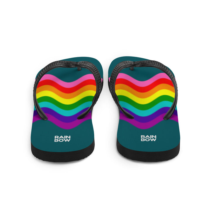 Wavy Original Pride Flag On Blue Flip-Flops Flip Flops The Rainbow Stores