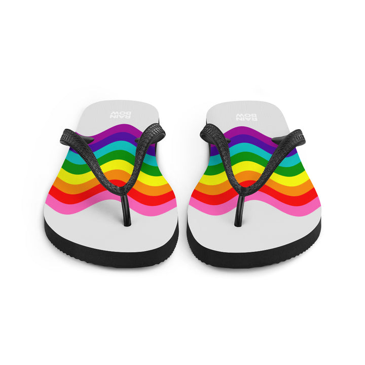 Wavy Original Rainbow Pride Flag Grey Flip-Flops Flip Flops The Rainbow Stores