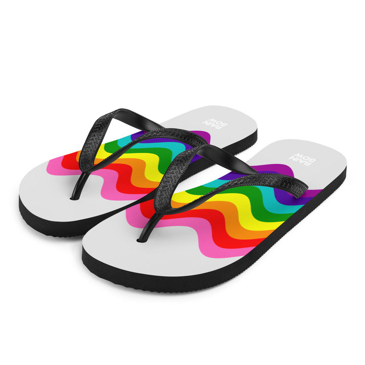 Wavy Original Rainbow Pride Flag Grey Flip-Flops Flip Flops The Rainbow Stores