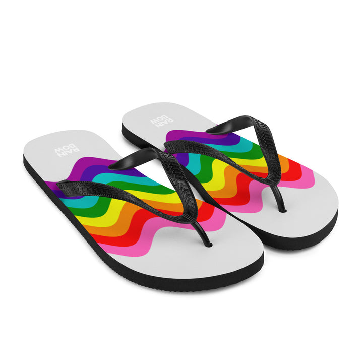 Wavy Original Rainbow Pride Flag Grey Flip-Flops Flip Flops The Rainbow Stores