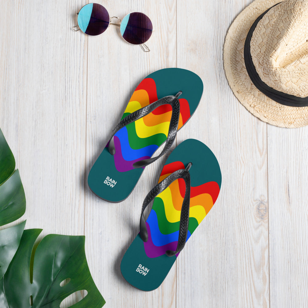 Wavy Rainbow Pride Flag Flip-Flops Flip Flops The Rainbow Stores