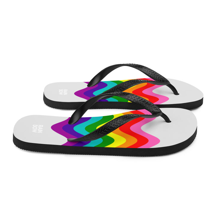 Wavy Original Rainbow Pride Flag Grey Flip-Flops Flip Flops The Rainbow Stores