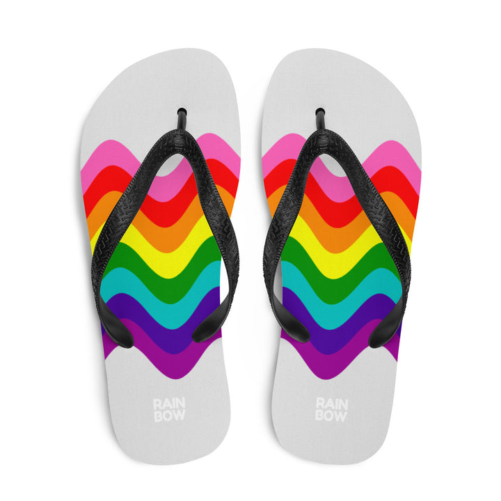 Wavy Original Rainbow Pride Flag Grey Flip-Flops Flip Flops The Rainbow Stores