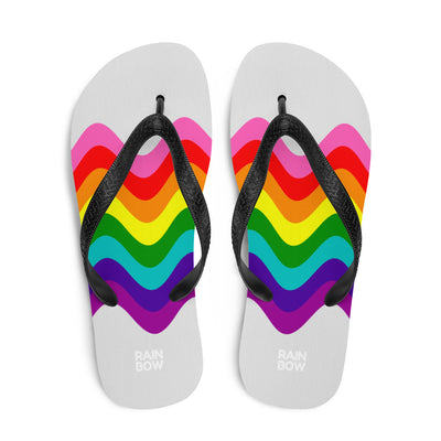 Wavy Original Rainbow Pride Flag Grey Flip-Flops Flip Flops The Rainbow Stores