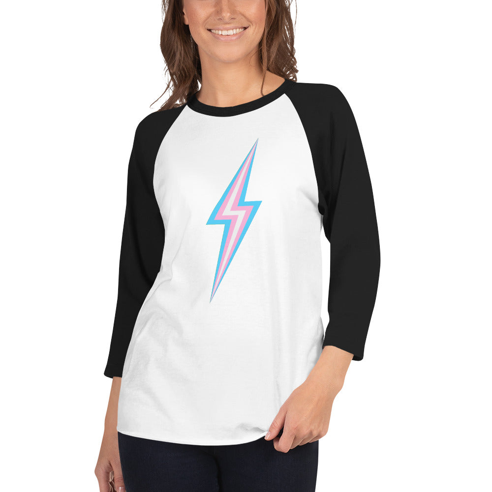 Trans Lightning  3/4 Sleeve Raglan Shirt T-shirts Raglan 3/4 The Rainbow Stores
