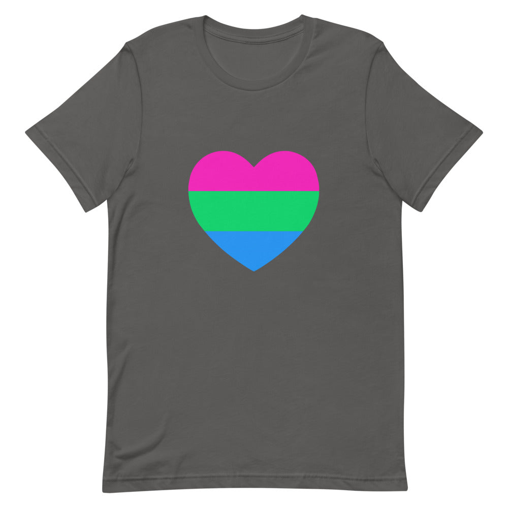 Polysexual Pride Flag Heart T-Shirt T-shirts The Rainbow Stores