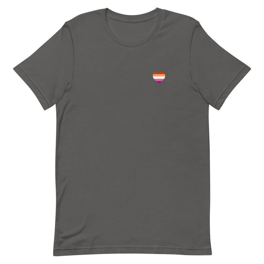 Lesbian 5 Stripe Flag Small Heart T-Shirt T-shirts The Rainbow Stores