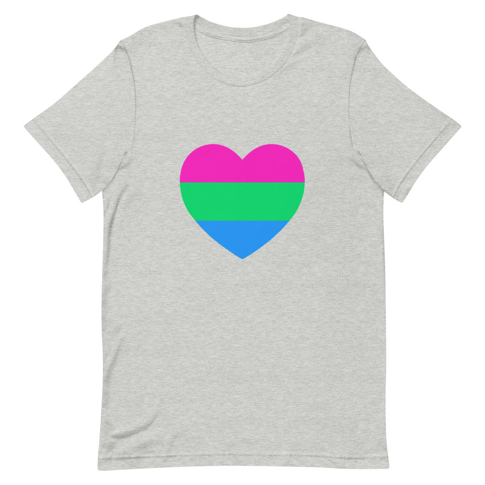 Polysexual Pride Flag Heart T-Shirt T-shirts The Rainbow Stores