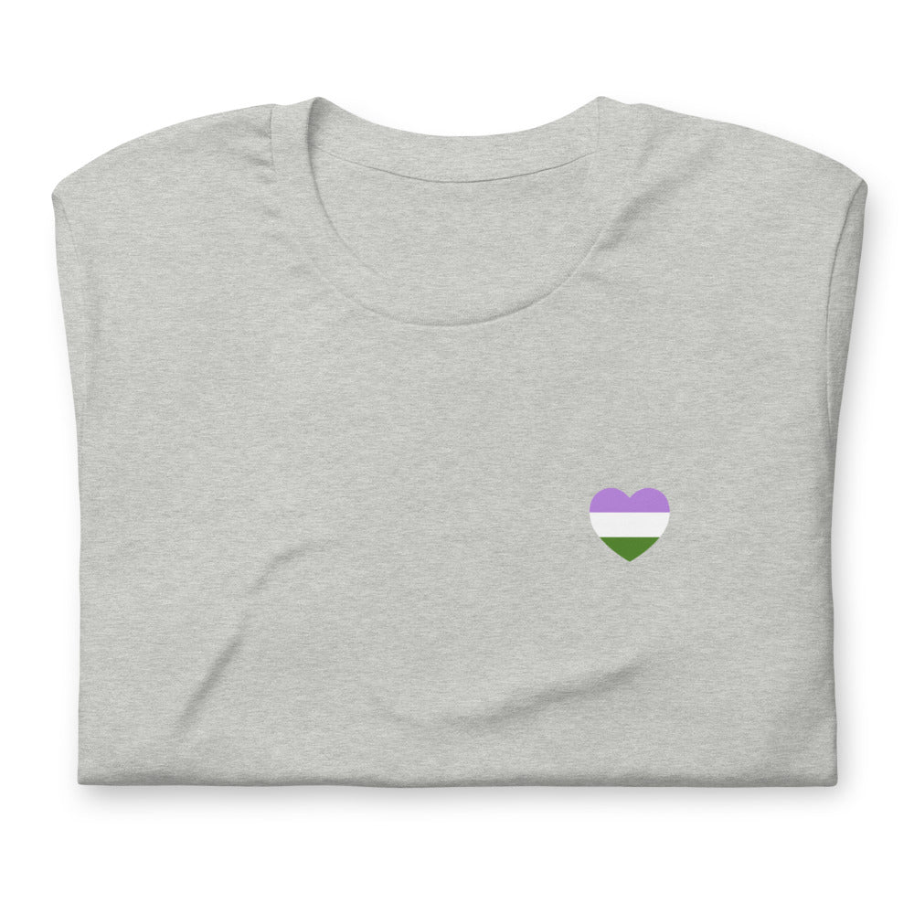 Genderqueer Pride Flag Small Heart T-Shirt T-shirts The Rainbow Stores