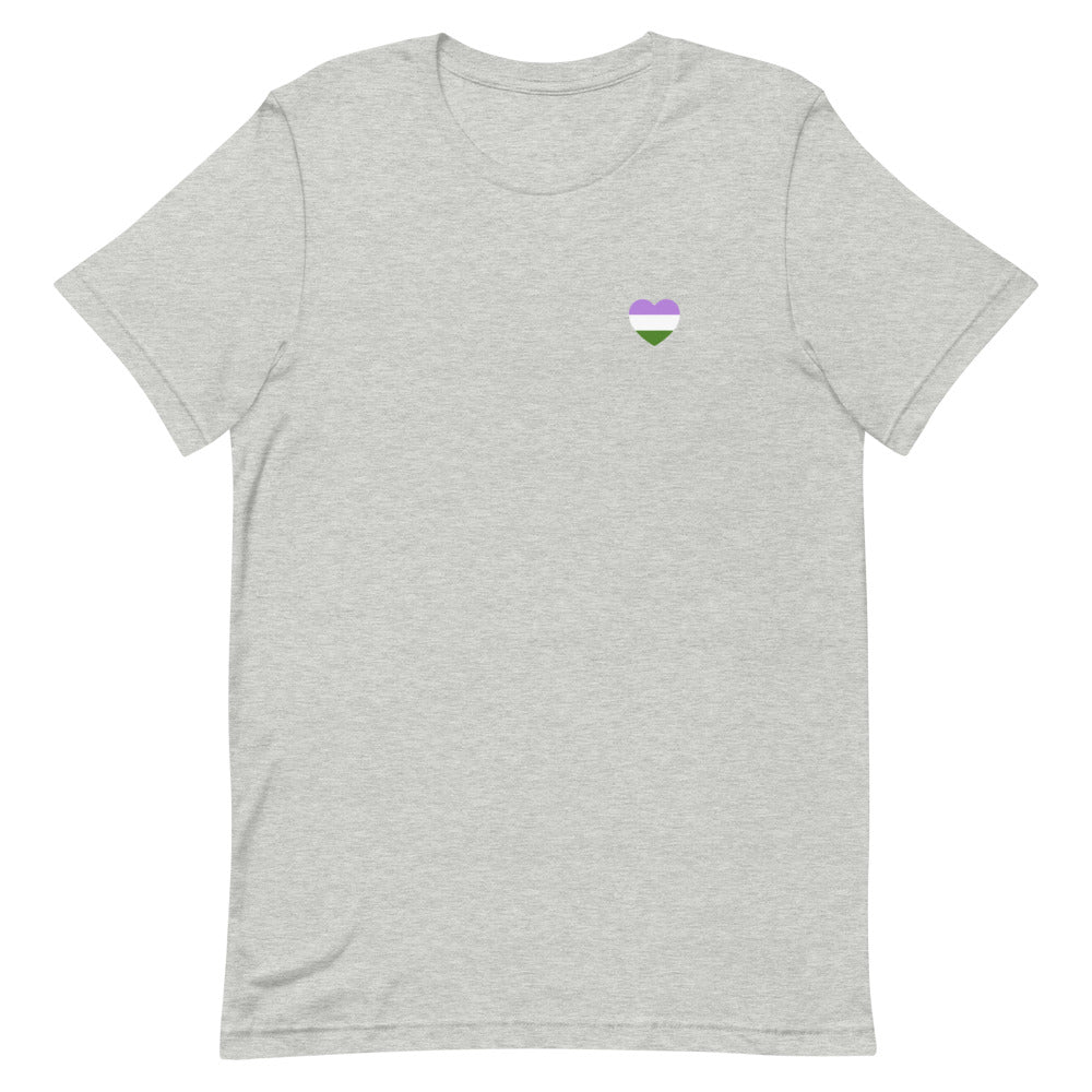 Genderqueer Pride Flag Small Heart T-Shirt T-shirts The Rainbow Stores