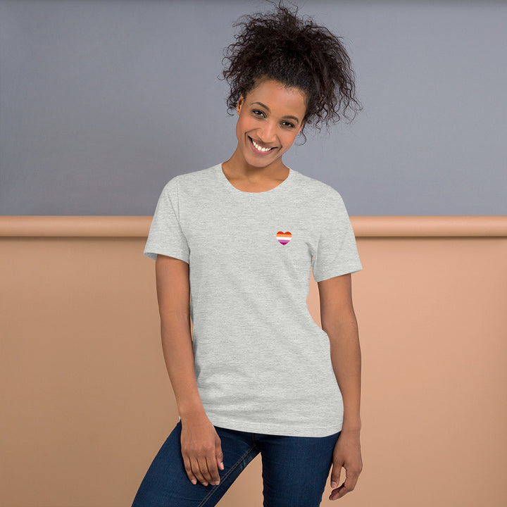 Lesbian 5 Stripe Flag Small Heart T-Shirt T-shirts The Rainbow Stores