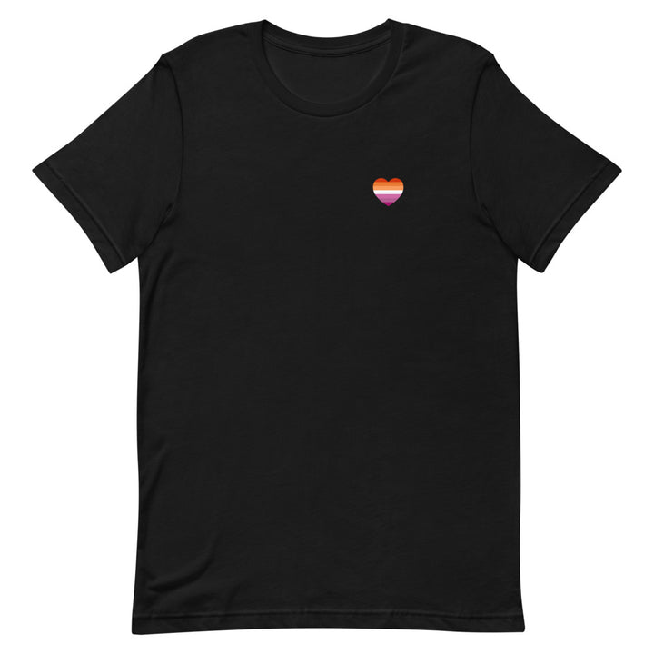 Lesbian 7 Stripe Flag Small Heart T-Shirt T-shirts The Rainbow Stores