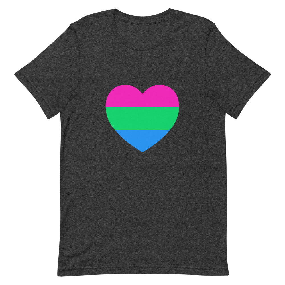 Polysexual Pride Flag Heart T-Shirt T-shirts The Rainbow Stores