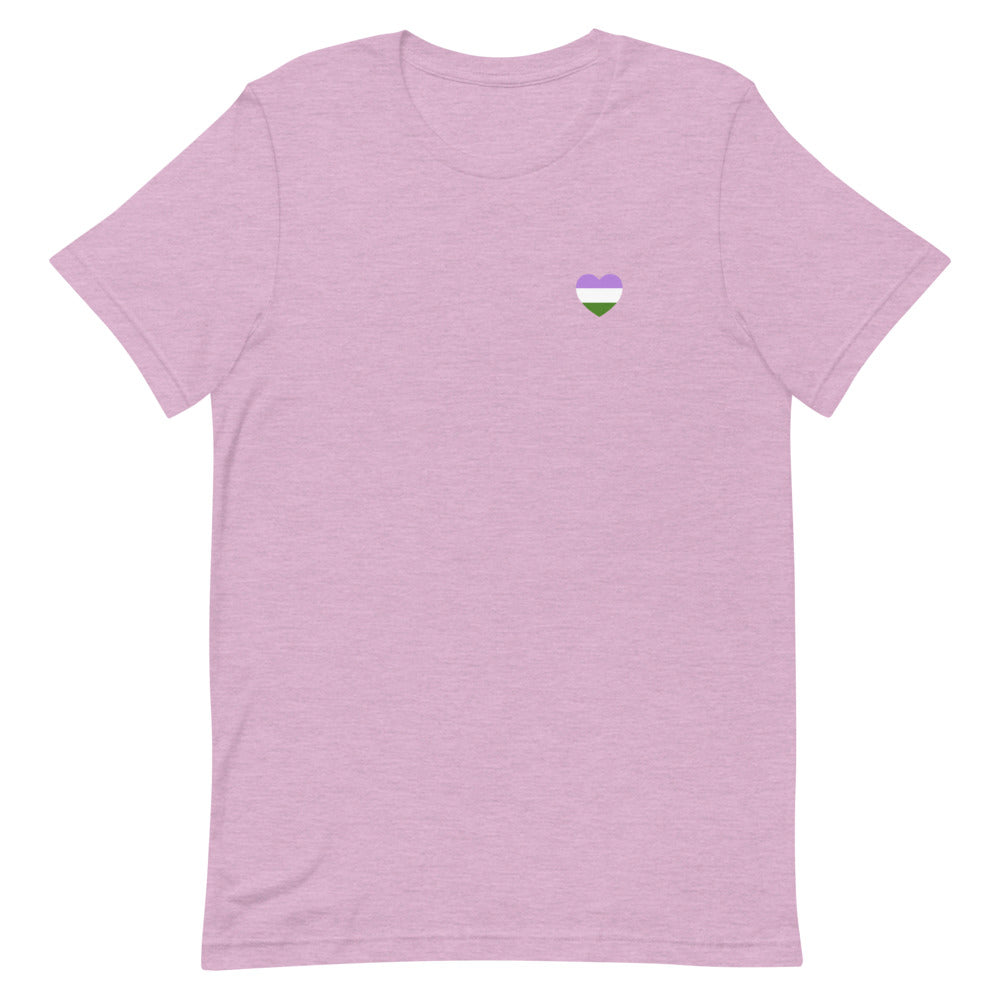 Genderqueer Pride Flag Small Heart T-Shirt T-shirts The Rainbow Stores