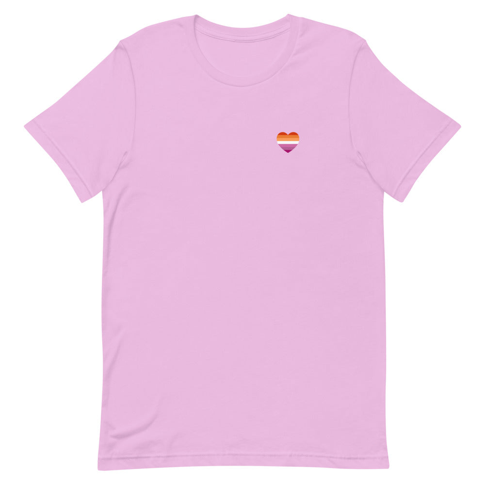 Lesbian 7 Stripe Flag Small Heart T-Shirt T-shirts The Rainbow Stores
