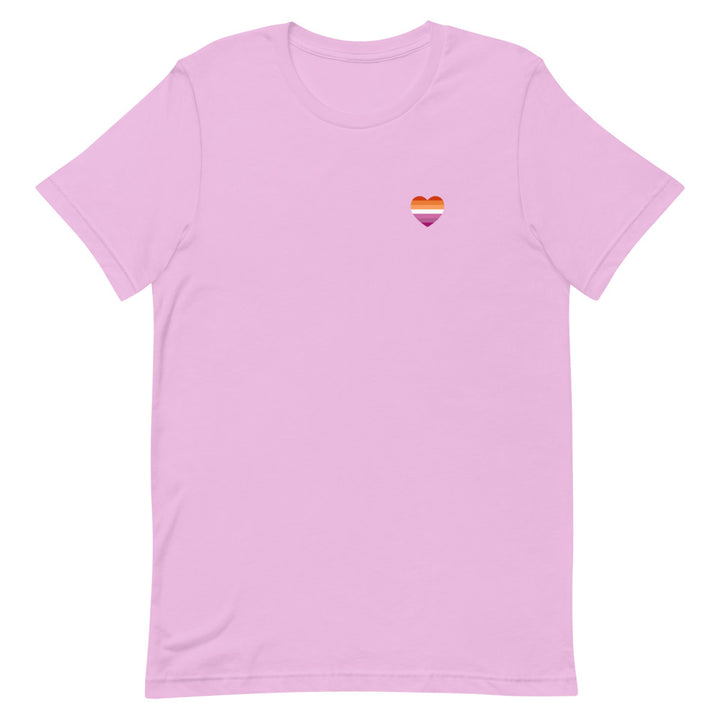 Lesbian 7 Stripe Flag Small Heart T-Shirt T-shirts The Rainbow Stores