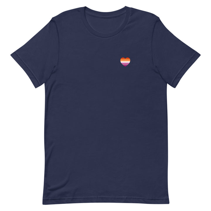Lesbian 7 Stripe Flag Small Heart T-Shirt T-shirts The Rainbow Stores