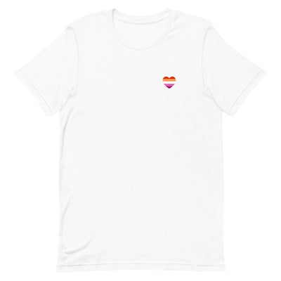 Lesbian 5 Stripe Flag Small Heart T-Shirt T-shirts The Rainbow Stores