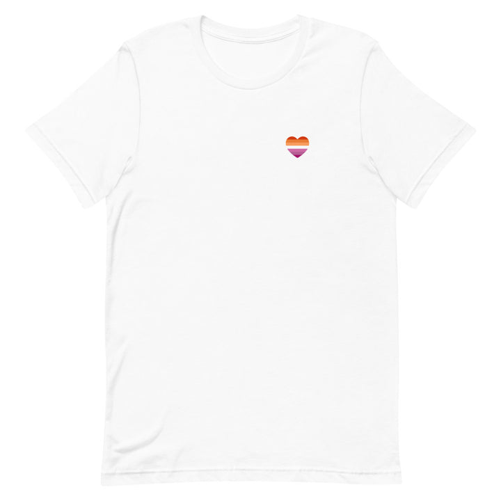 Lesbian 7 Stripe Flag Small Heart T-Shirt T-shirts The Rainbow Stores