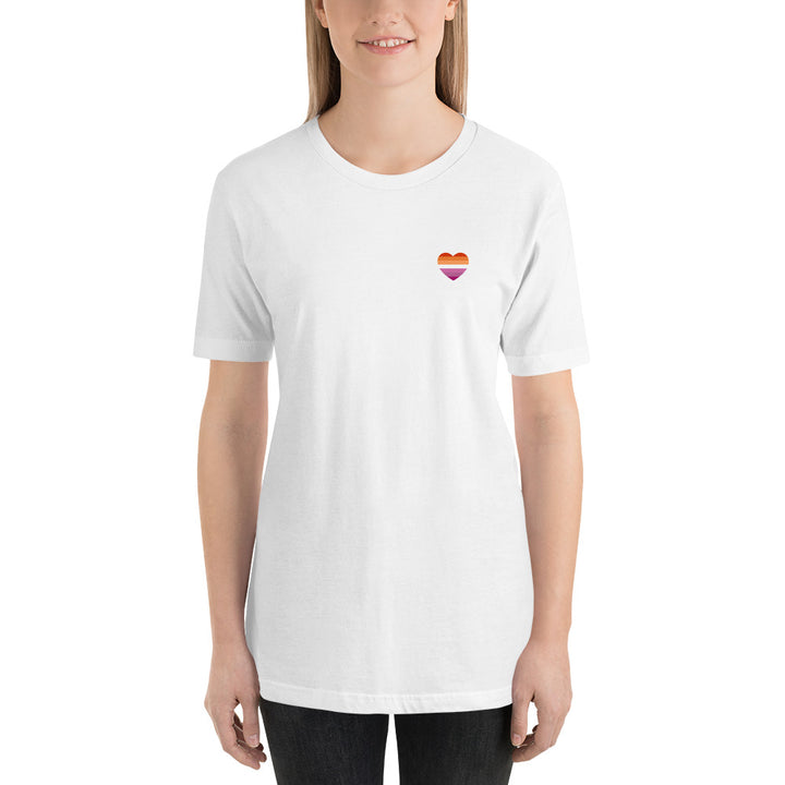 Lesbian 7 Stripe Flag Small Heart T-Shirt T-shirts The Rainbow Stores