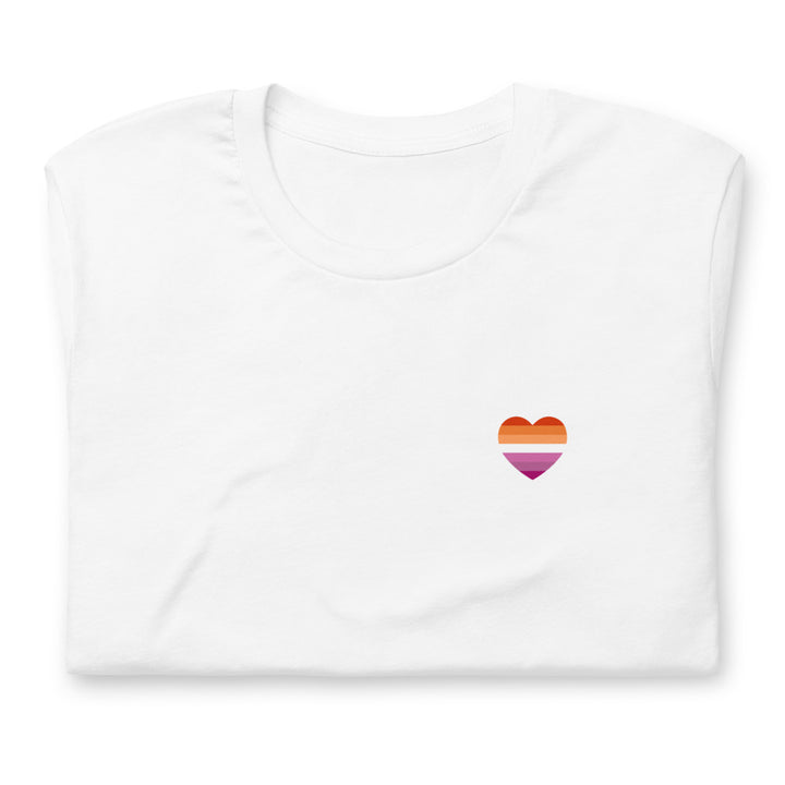 Lesbian 7 Stripe Flag Small Heart T-Shirt T-shirts The Rainbow Stores