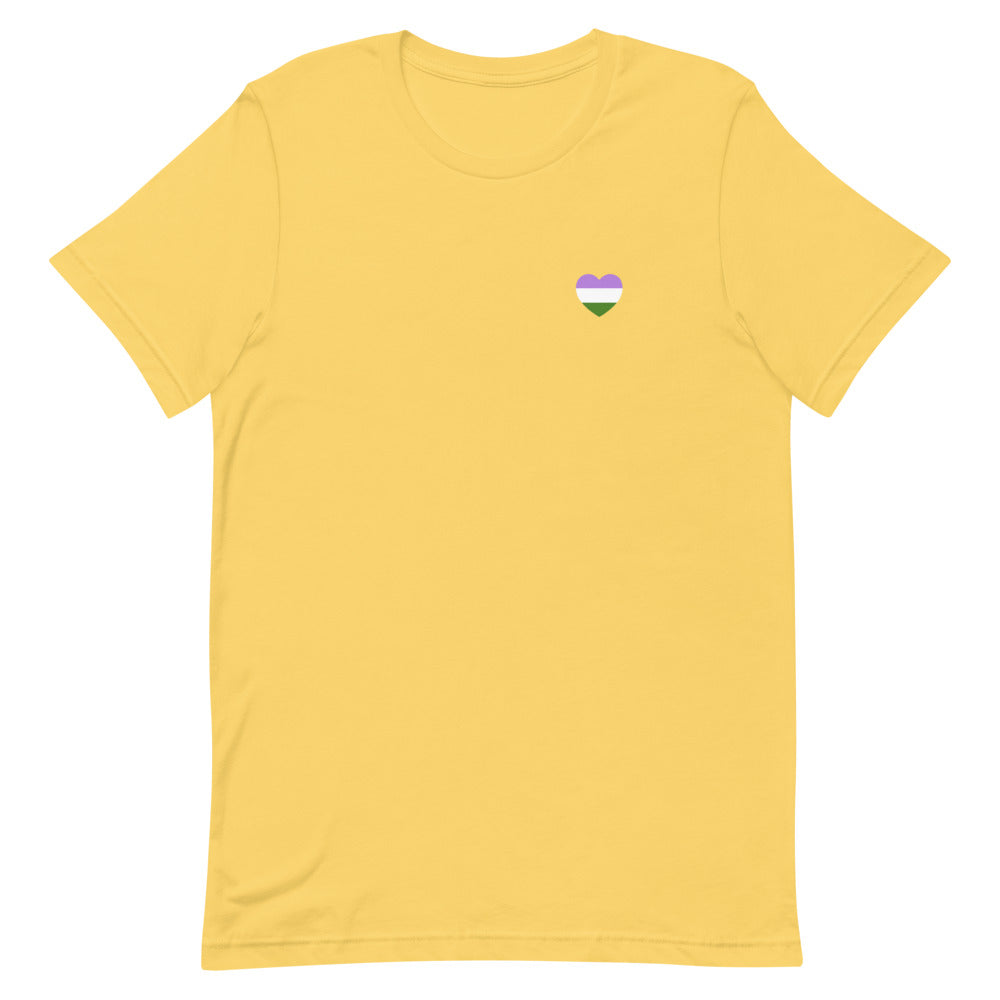 Genderqueer Pride Flag Small Heart T-Shirt T-shirts The Rainbow Stores