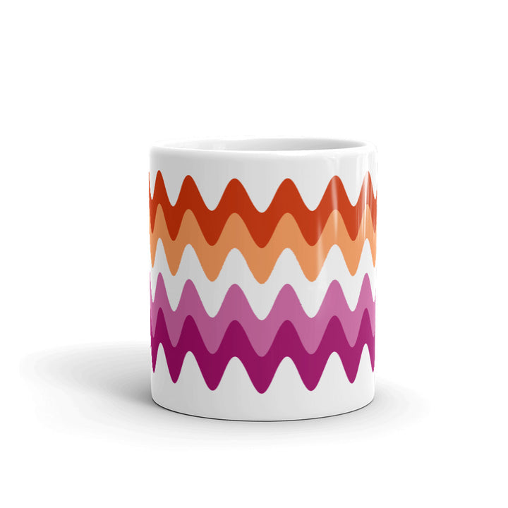 Lesbian Wavy Pride Flag Mug Mugs The Rainbow Stores