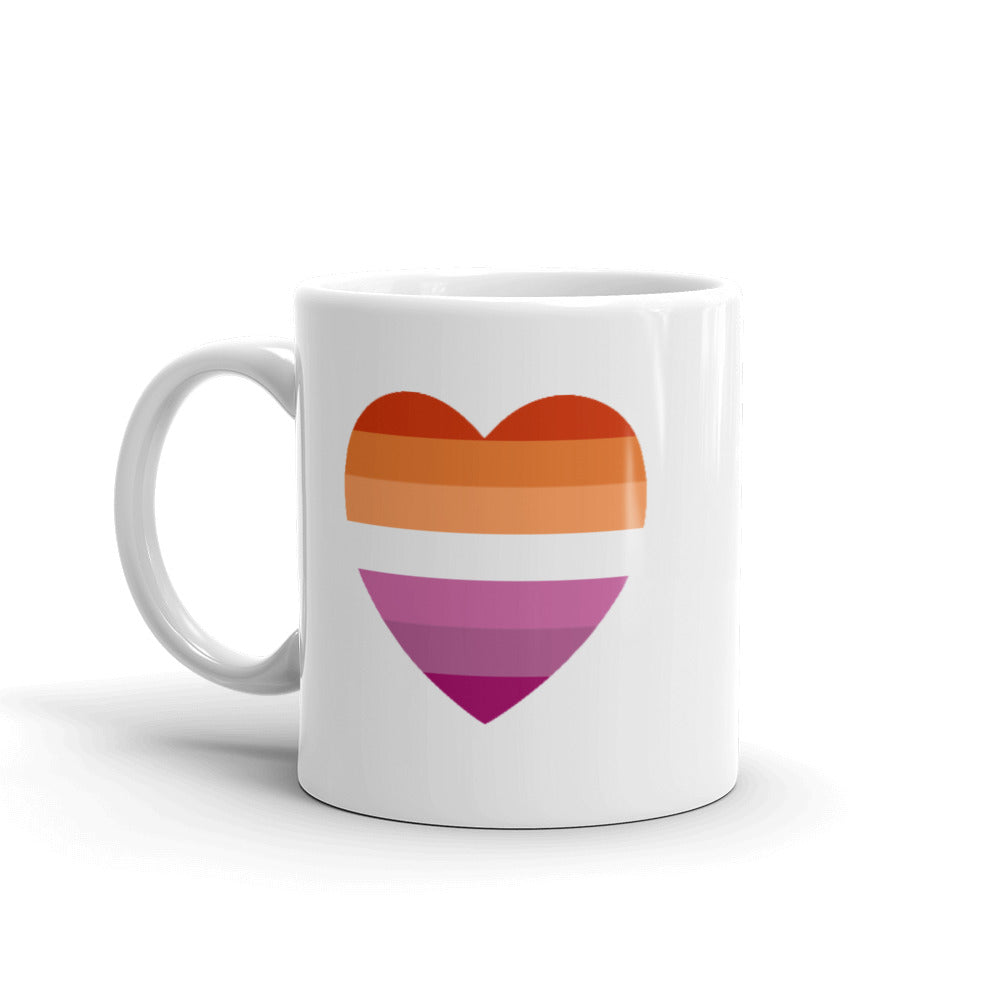 Lesbian 7 Stripe Flag Heart Mug Mugs The Rainbow Stores