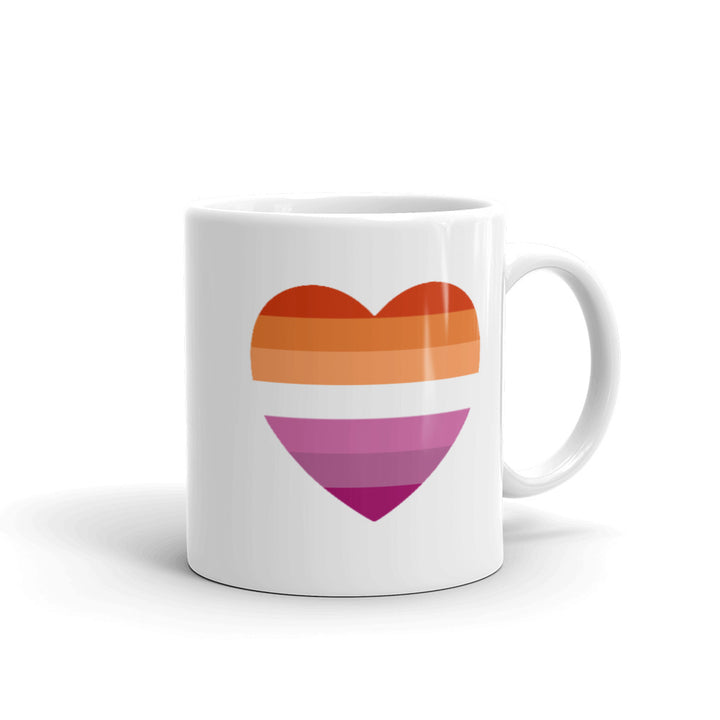 Lesbian 7 Stripe Flag Heart Mug Mugs The Rainbow Stores