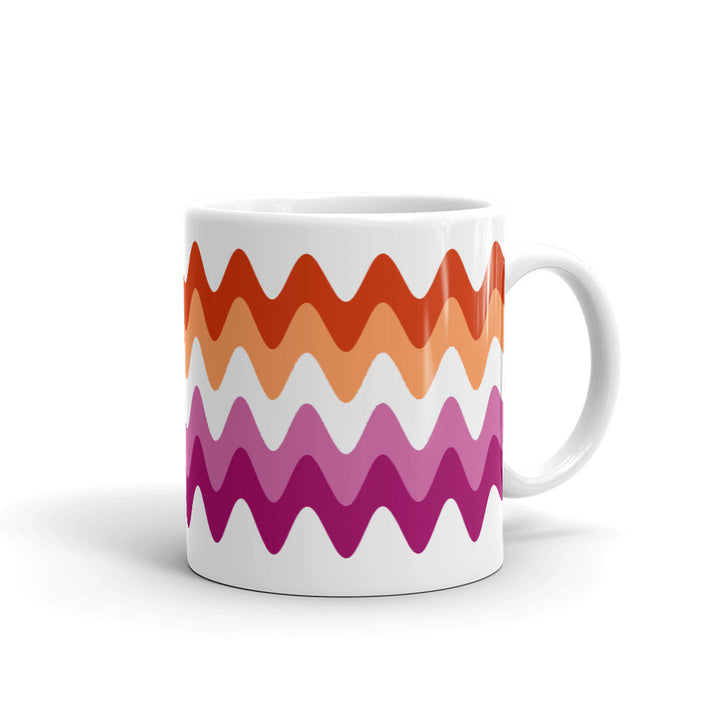 Lesbian Wavy Pride Flag Mug Mugs The Rainbow Stores