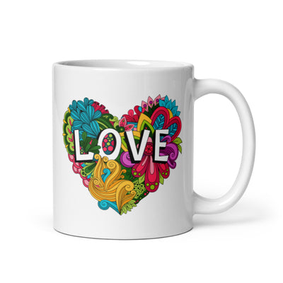 Floral Love Heart Mug Mugs The Rainbow Stores
