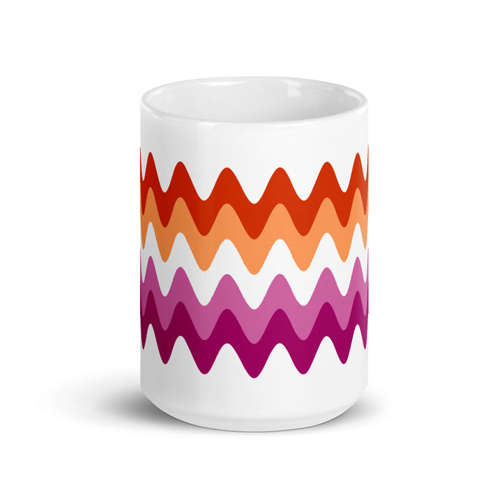 Lesbian Wavy Pride Flag Mug Mugs The Rainbow Stores