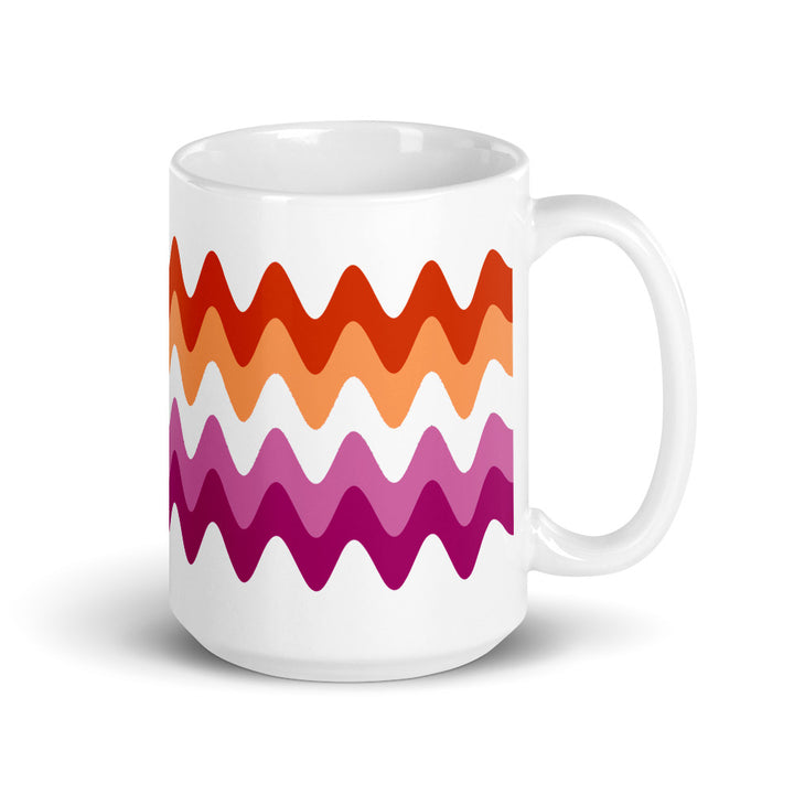 Lesbian Wavy Pride Flag Mug Mugs The Rainbow Stores