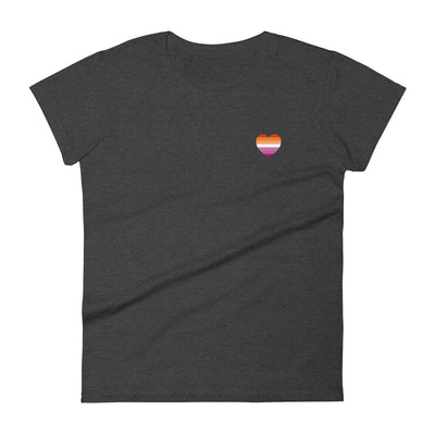 Lesbian 7 Stripe Small Heart Flag Fitted T-Shirt T-shirts The Rainbow Stores