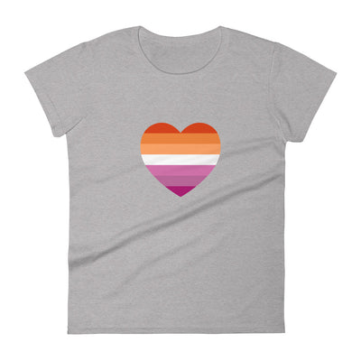 Lesbian 7 Stripe Flag Heart Fitted T-Shirt T-shirts The Rainbow Stores