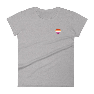 Lesbian 5 Stripe Small Heart Flag Fitted T-Shirt T-shirts The Rainbow Stores
