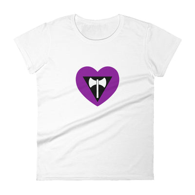 Labrys Lesbian Pride Flag Heart Fitted T-Shirt T-shirts The Rainbow Stores