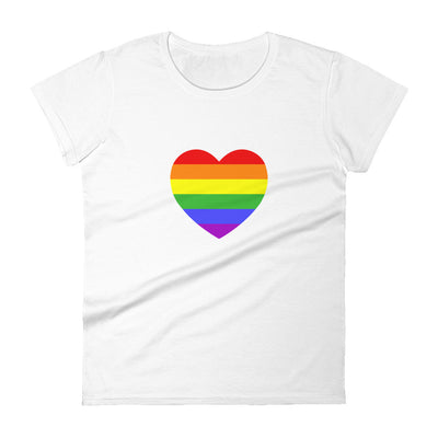 Rainbow Pride Flag Heart Fitted T-Shirt T-shirts The Rainbow Stores