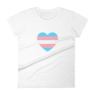 Trans Pride Flag Heart Fitted T-Shirt T-shirts The Rainbow Stores