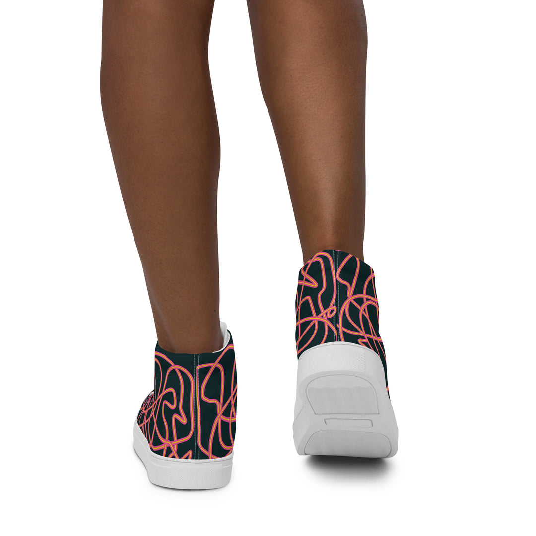 Pink Neon Squiggles High Top Trainers (female sizes) High Tops The Rainbow Stores