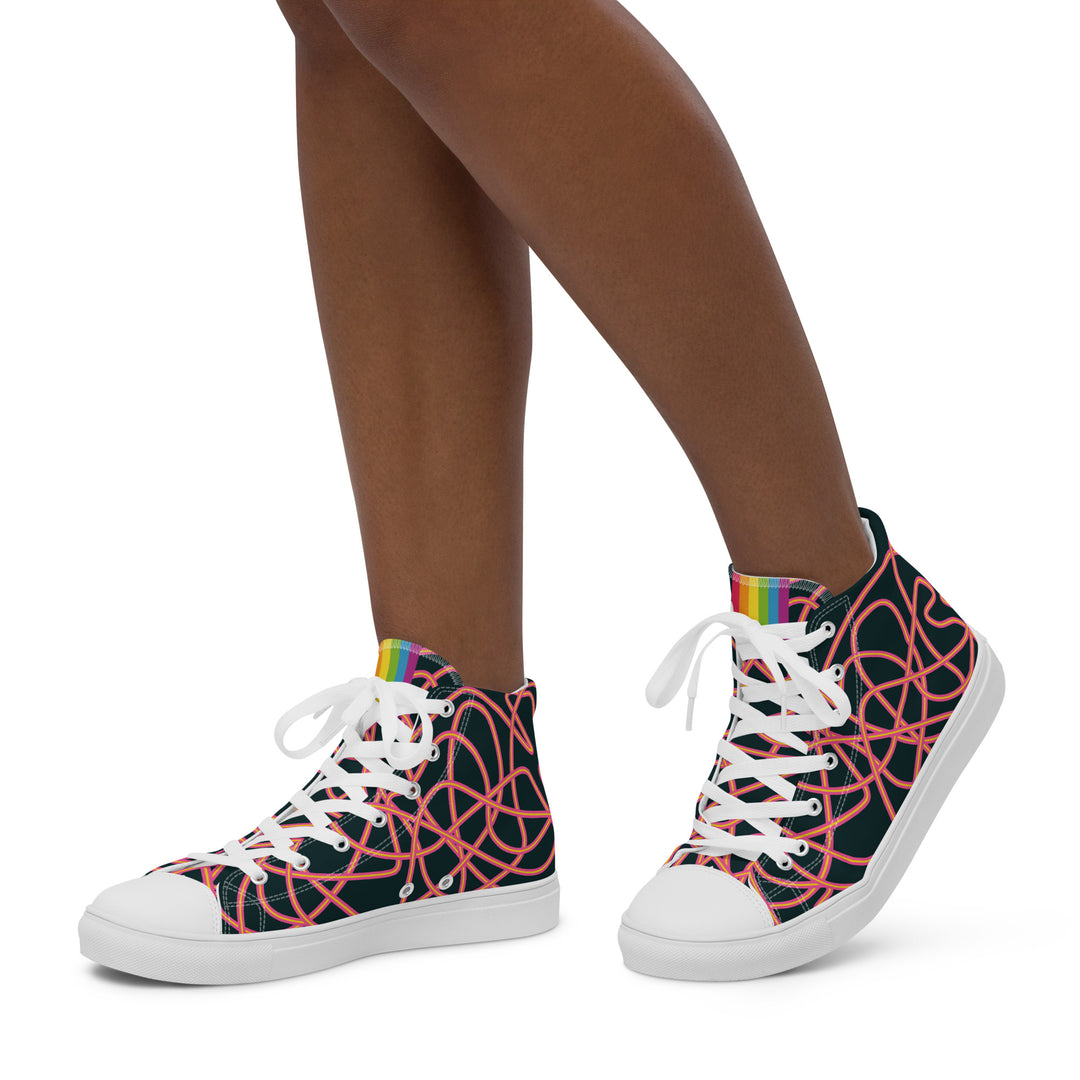 Pink Neon Squiggles High Top Trainers (female sizes) High Tops The Rainbow Stores